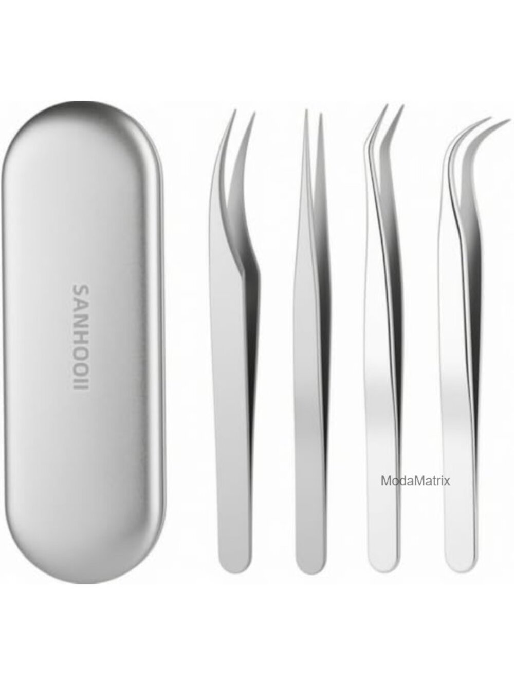 Precision Stainless Steel Tweezers Set 4-in-1 Eyelash Extensions Eyebrow Hair